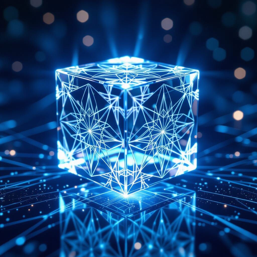 Levitating Crystal Cube with Geometric Patterns