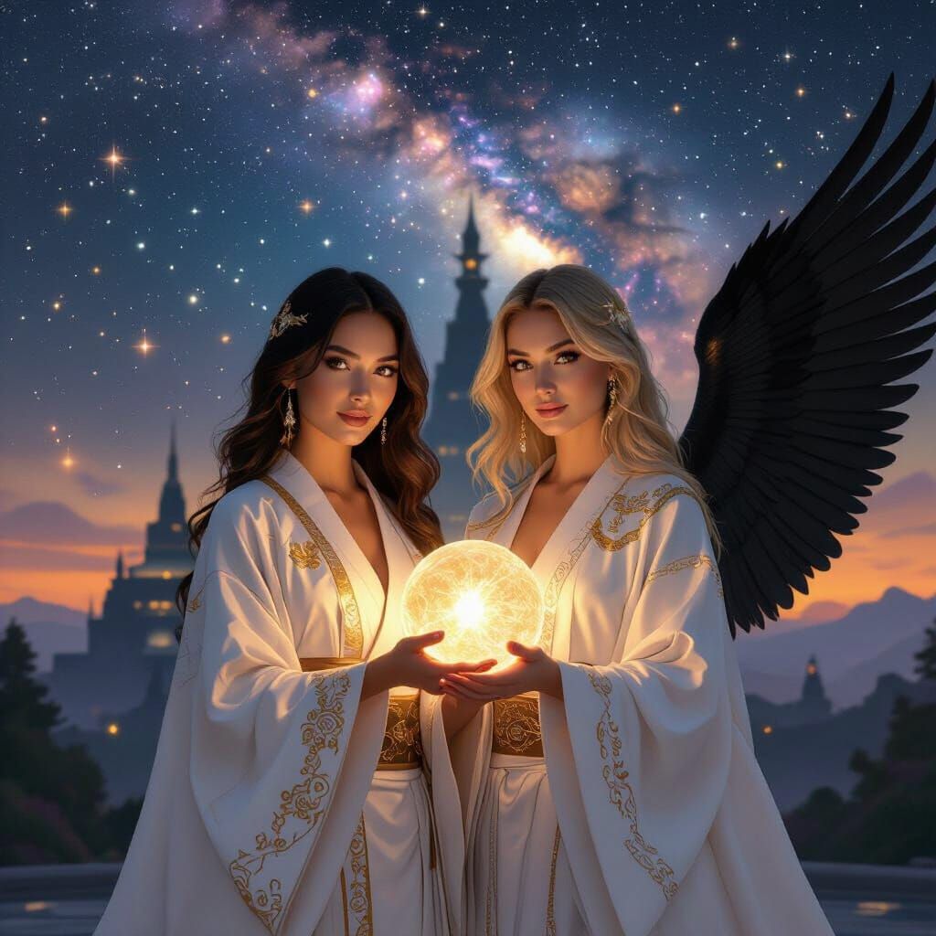 Cosmic Star Temple: Women Under Ethereal Light
