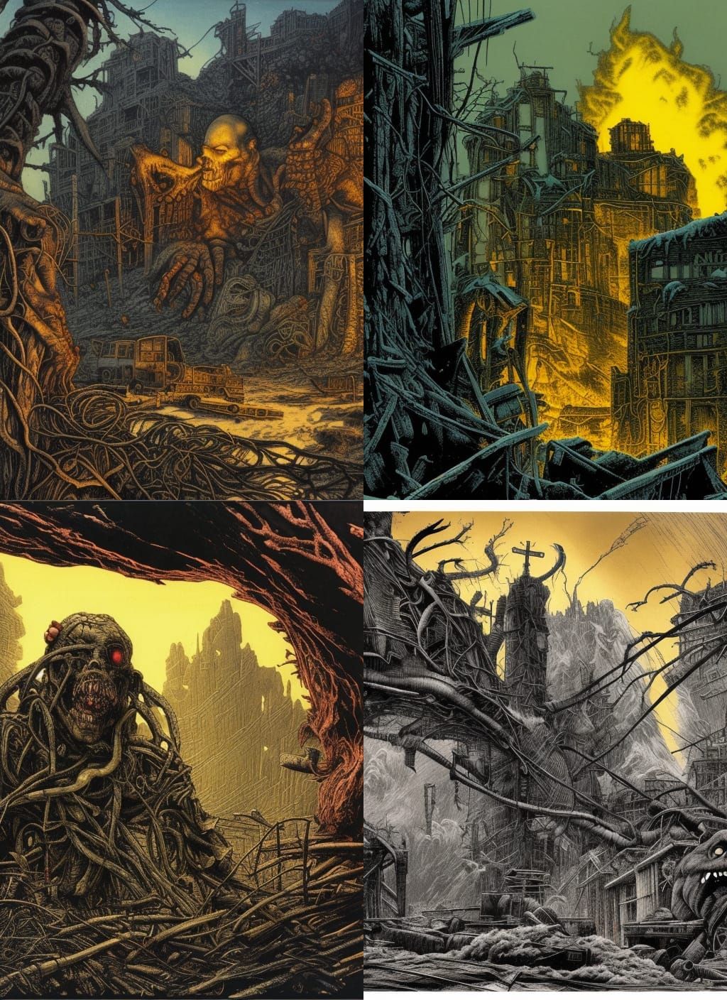 Dystopian Frankenstein's Monster in Winter Wasteland