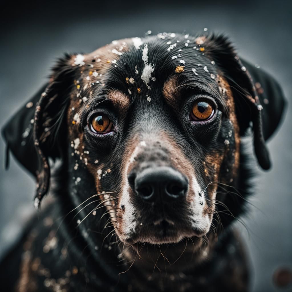 Dog Portrait in Jackson Pollock Splatter Art Style