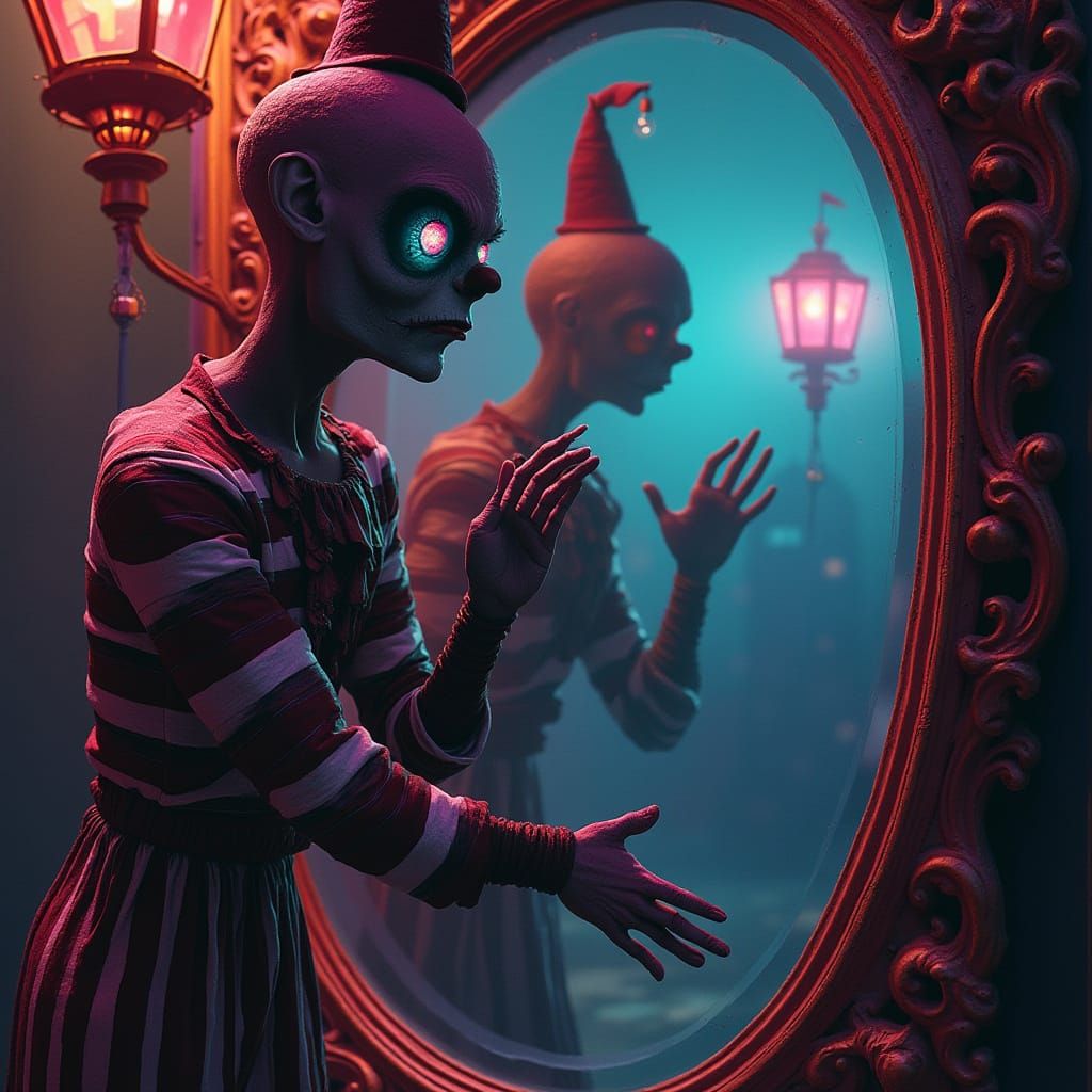Burtonesque Phantom in Warped Circus Mirror