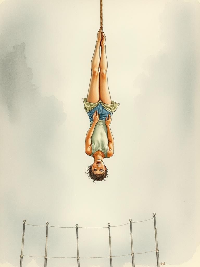 Circus Trapeze Artist in Watercolor Style