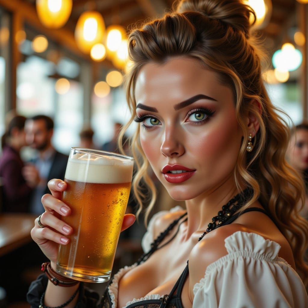 Oktoberfest Pin-Up Girl in Bauhaus Style