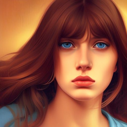 Young Woman Portrait in Hyperdetailed Digital Art