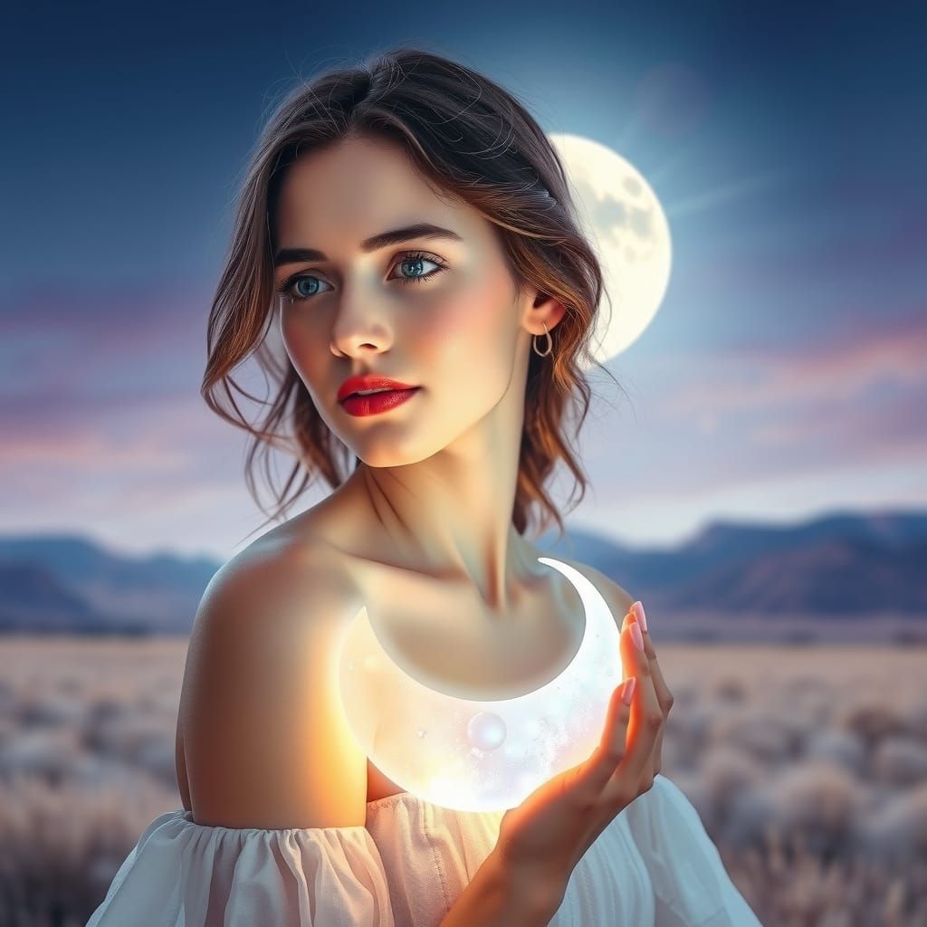 Glowing Serum Goddess Under Celestial Moonlight