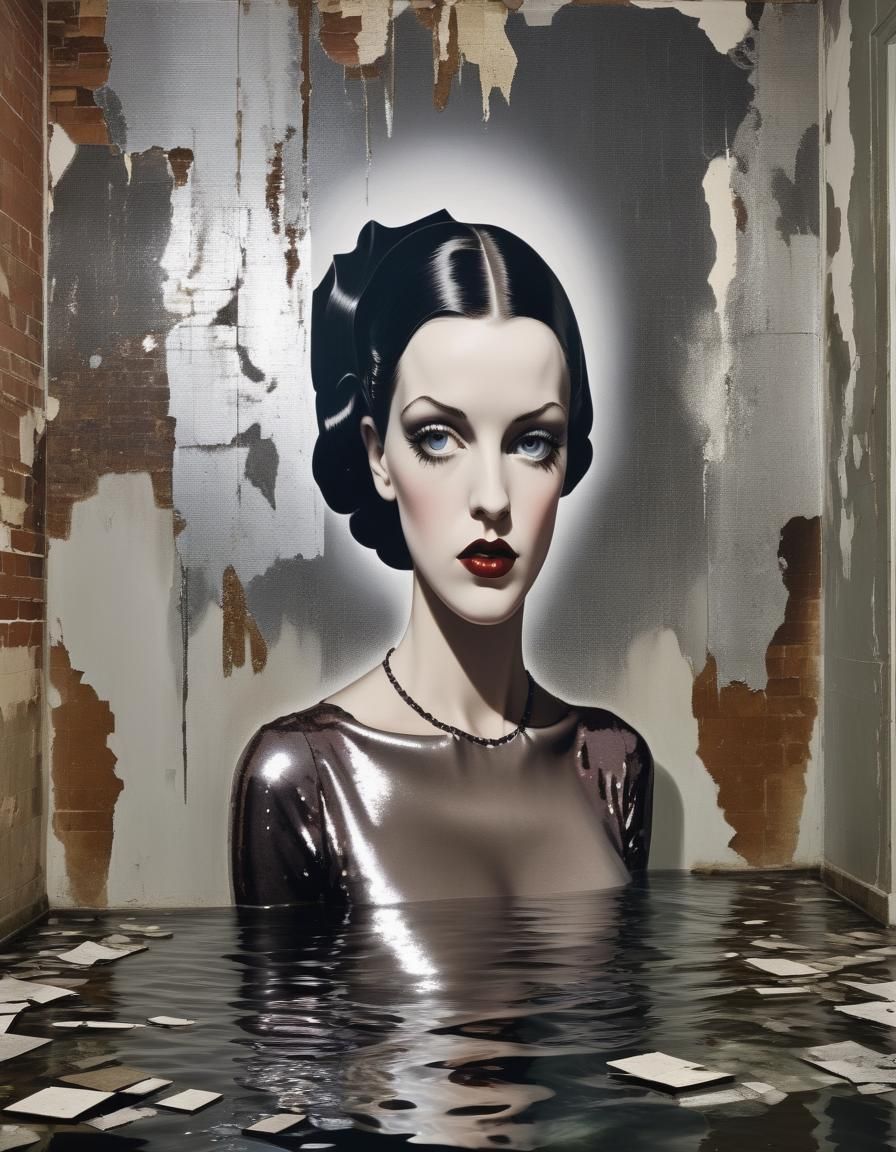 Surreal Gothic Character Design in Submerged Ruins