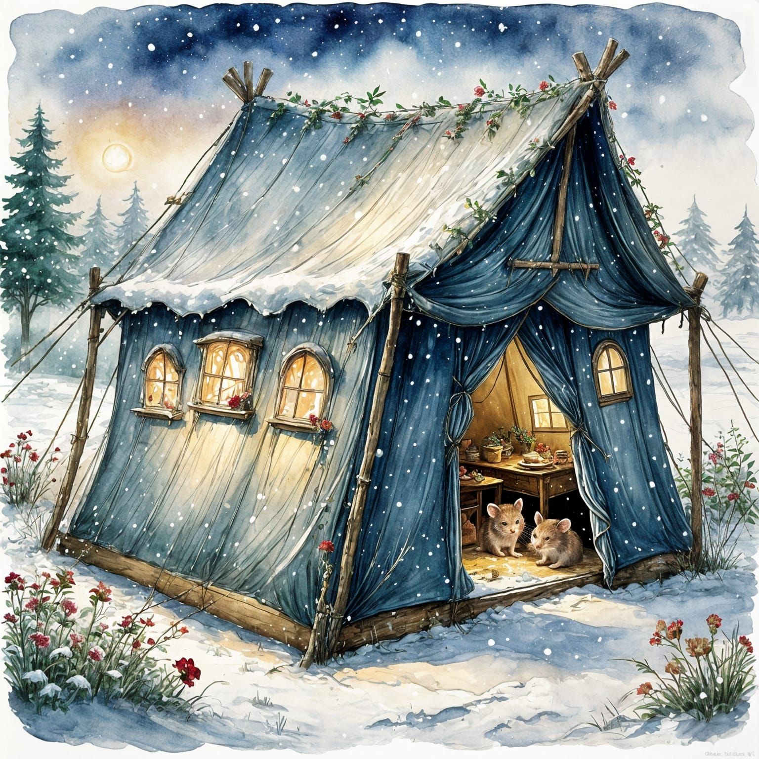 Snowy Field Tent in Brambly Hedge Style
