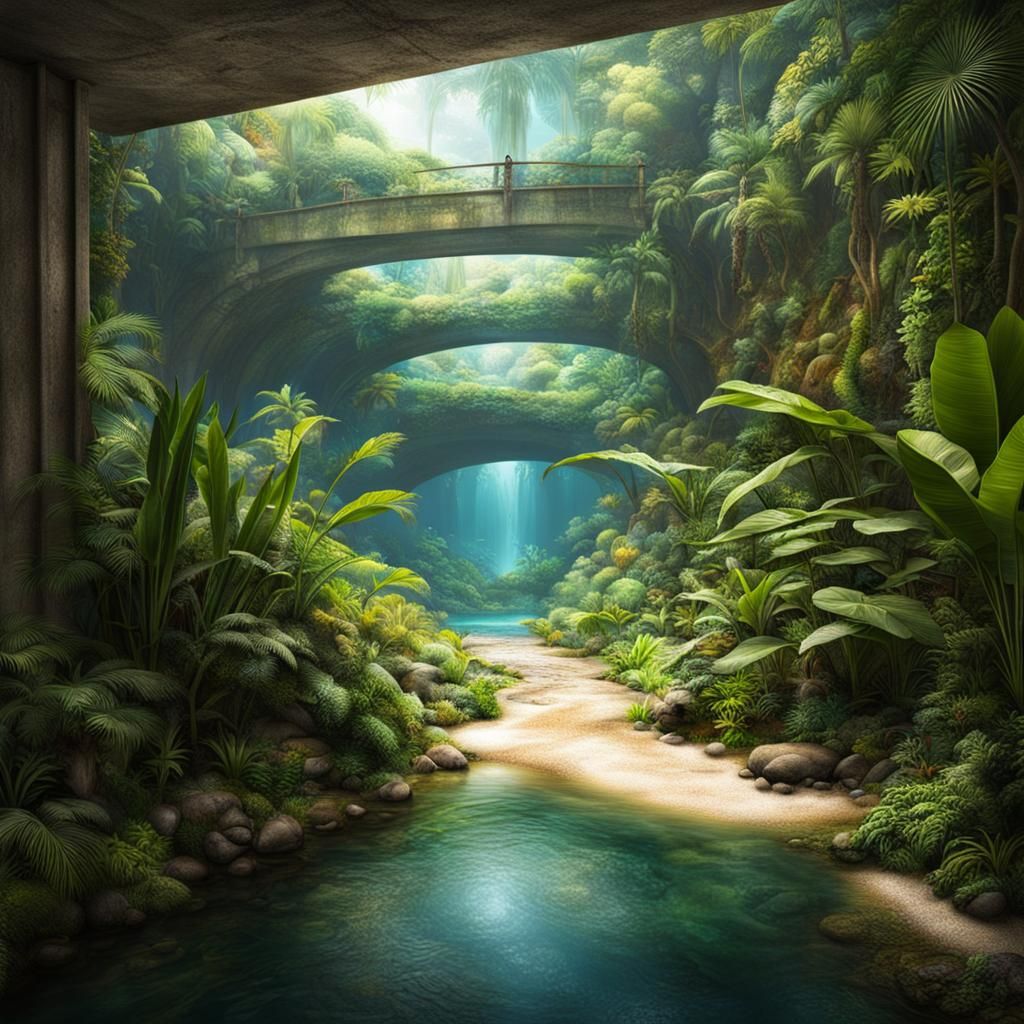 Tropical Oasis Hidden in Urban Underpass