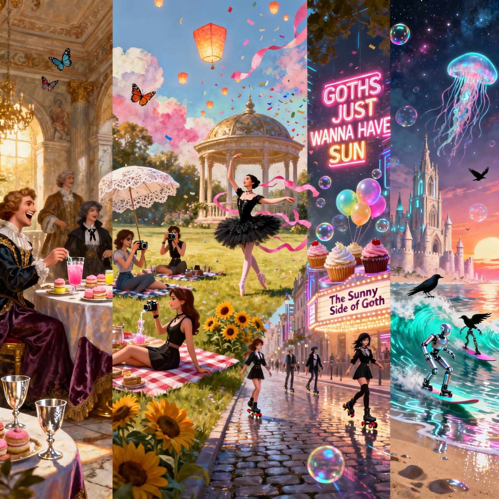 Surreal Goth Fantasy Tapestry: All Timelines United