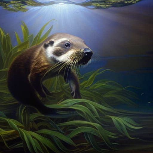 Playful Otter Pup in an Ethereal Underwater Portrait