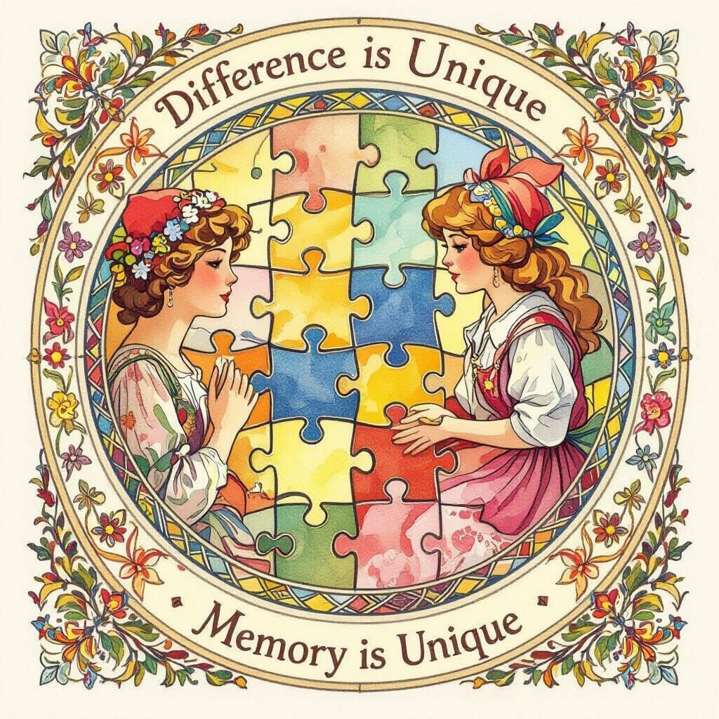 Memory Mosaic: Difference is Unique in Pencil Watercolor Art