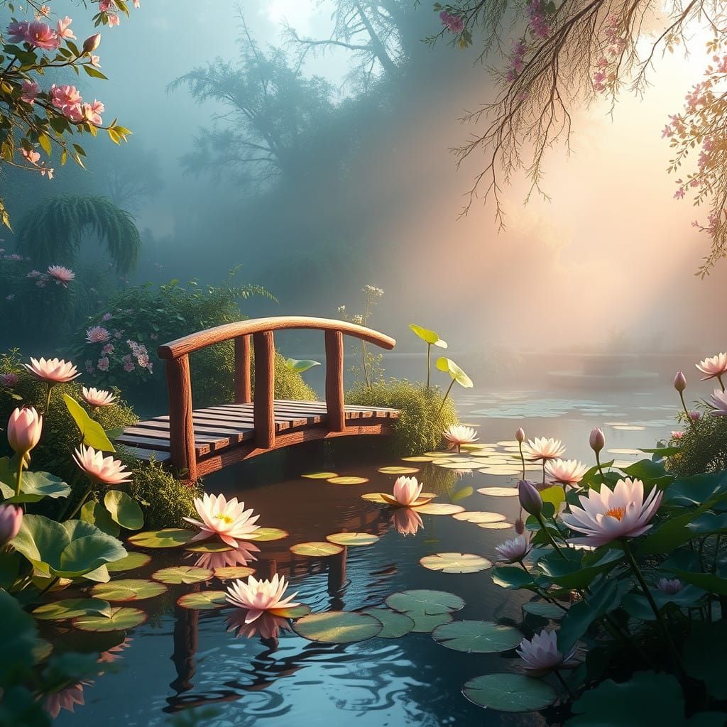 Whimsical Morning Garden in Pastel Hues