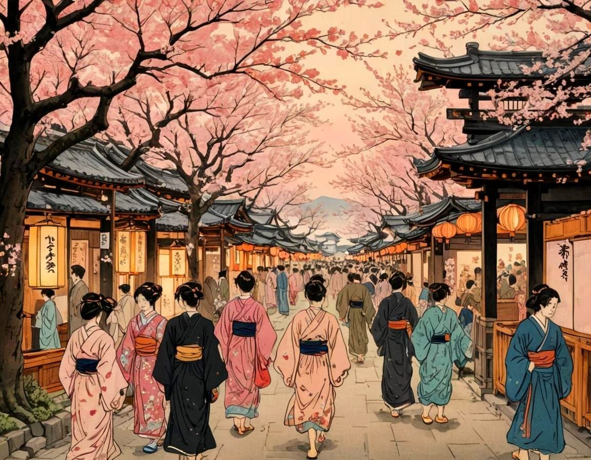 street scene from old Japan