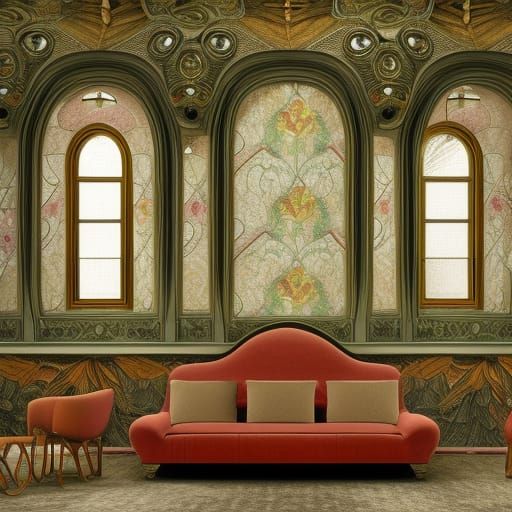 Art Nouveau Interior in Fantasy Style
