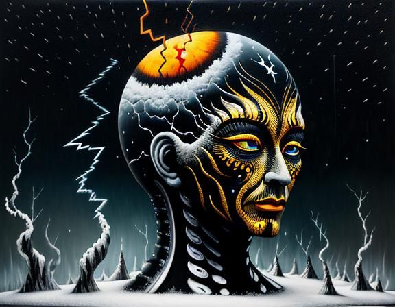 Surreal Uncanny Valley in Melting Oil on Canvas