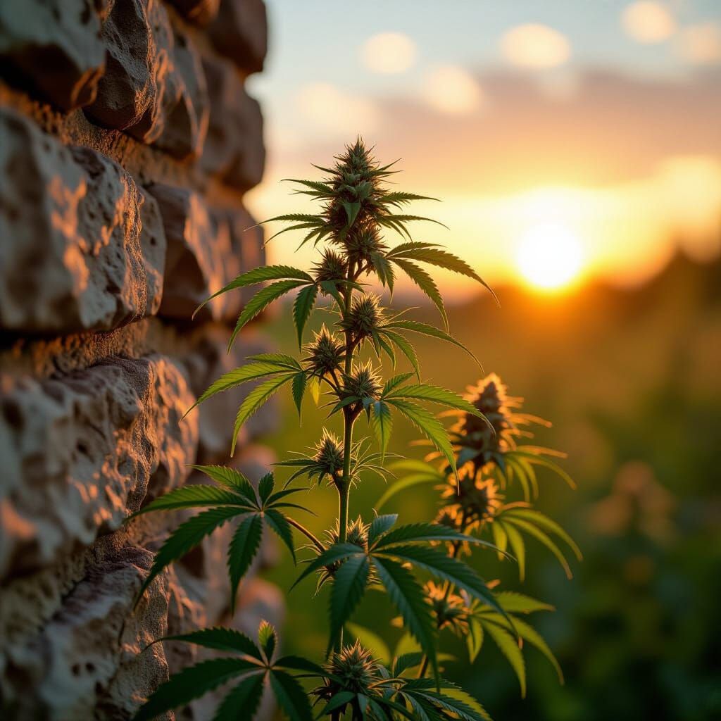 Photorealistic Cannabis Plant in Late Flower