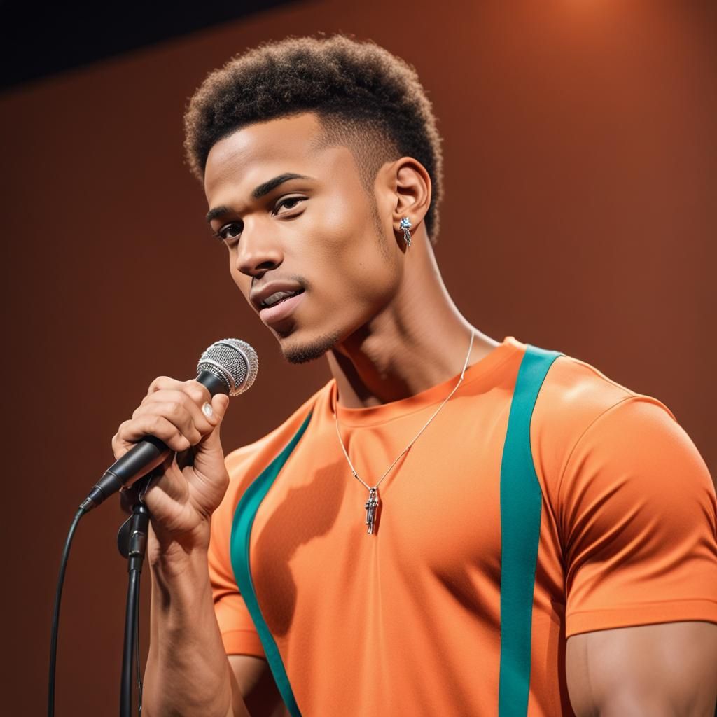 Young man singing