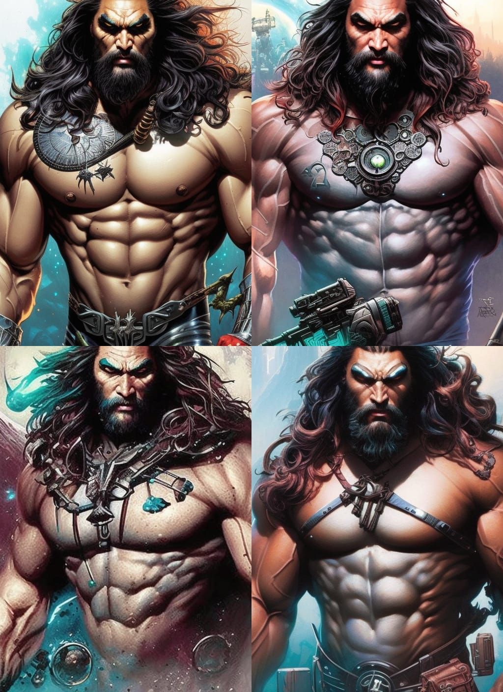 Vivid Crayon Caricature of Jason Momoa as Lobo