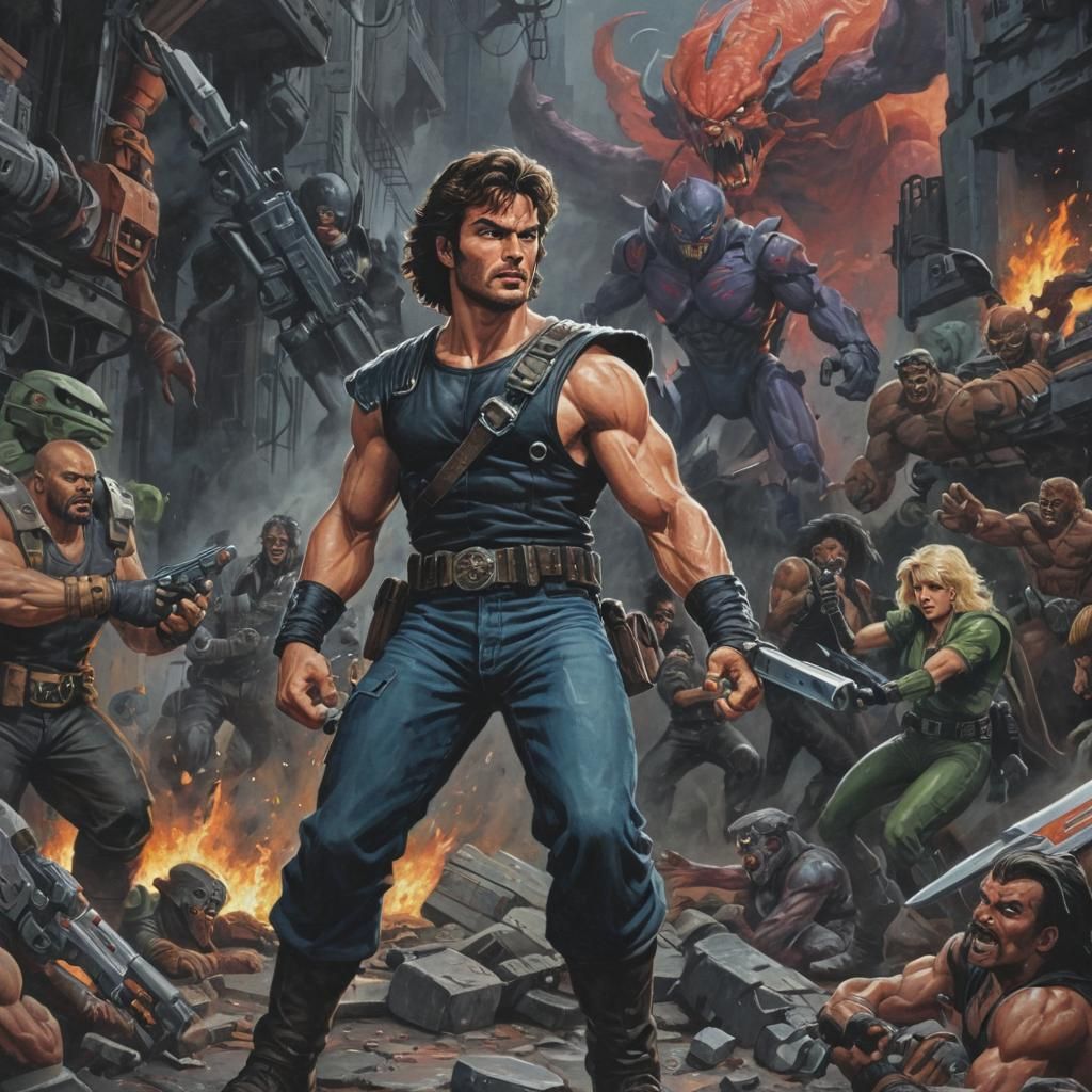 Epic 80's Video Game Hero Revealed in Gouache