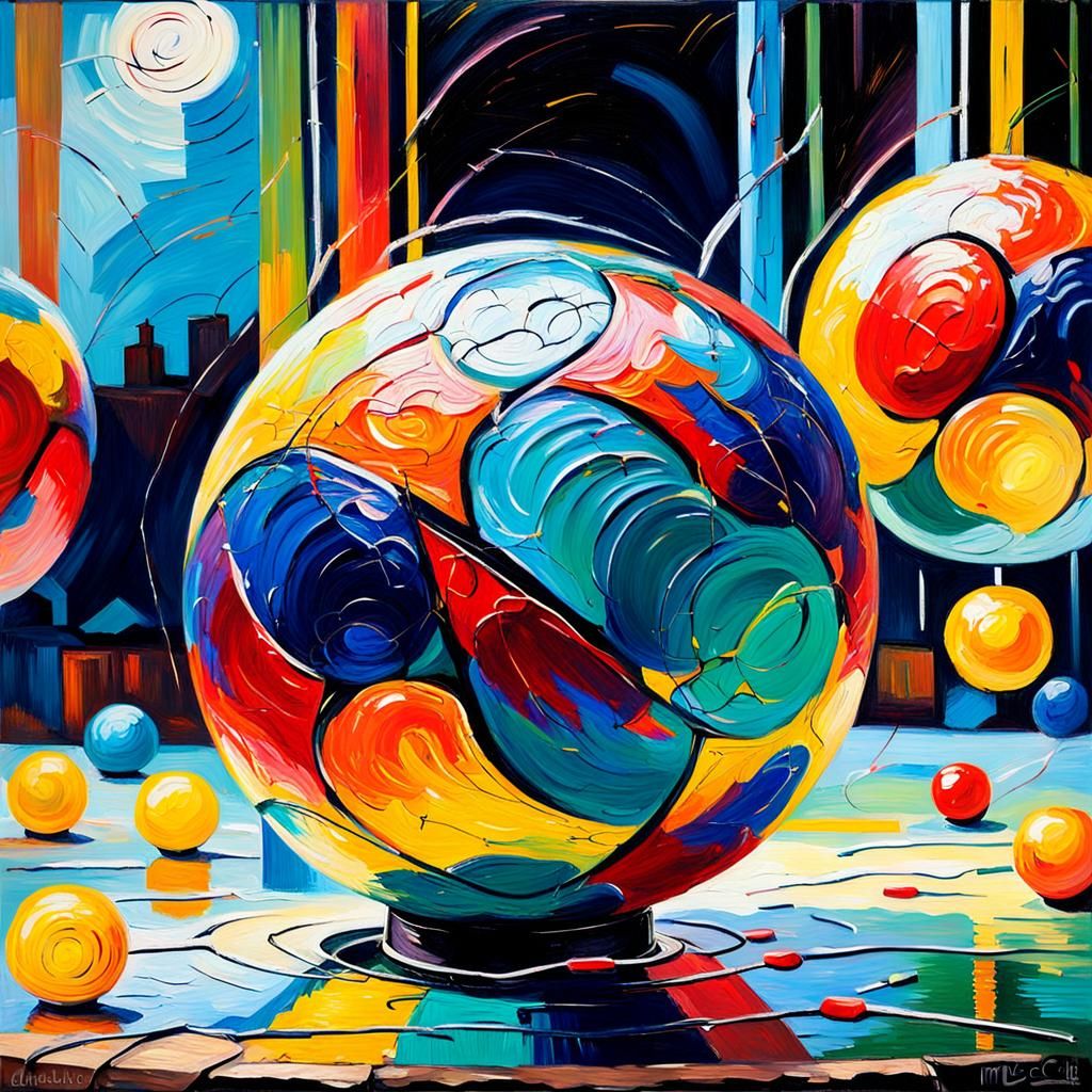 Electricity Orbs in Neo-Impressionist Style