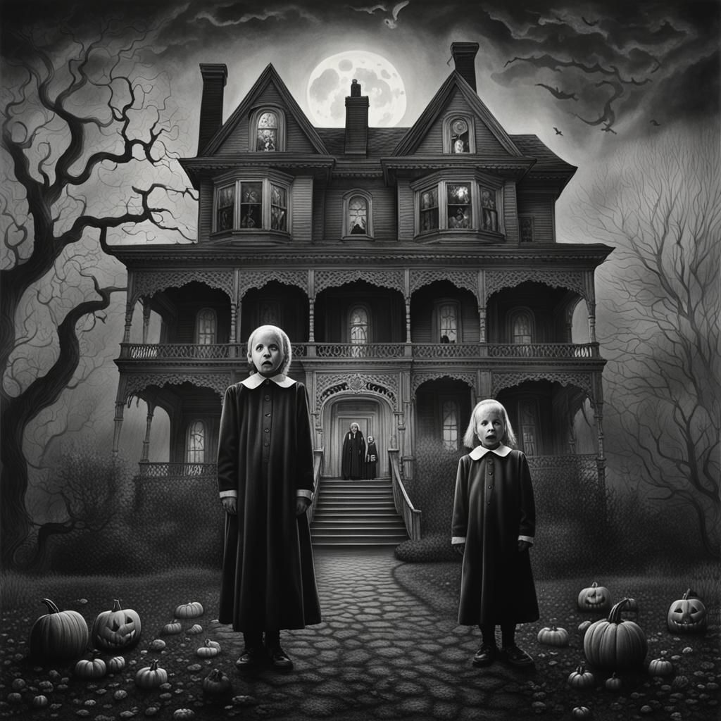 Grey Gardens Mansion as Haunted House, Laurie Lipton Style