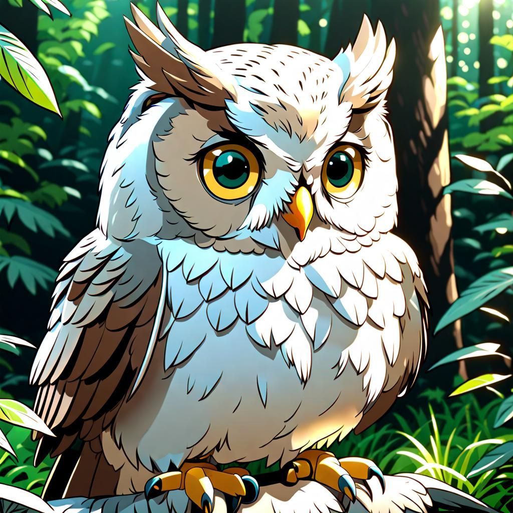 Anime Owl in Detailed 3D Rendering