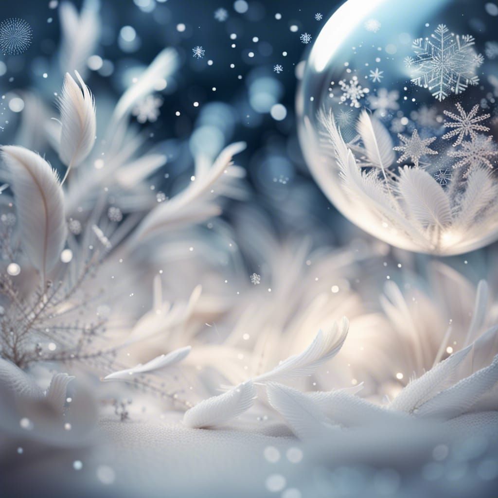 Feather Snowflake Snowstorm in Glass Sphere