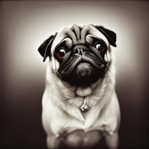 Pug as Princess: Hyperrealistic Close-up Portrait