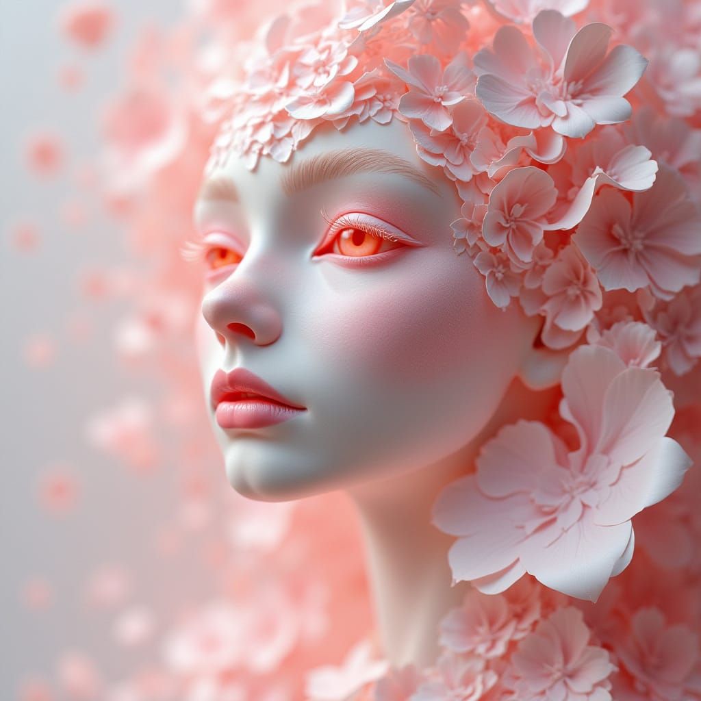 Delicate Origami Portrait in Whimsical, Dreamy Style