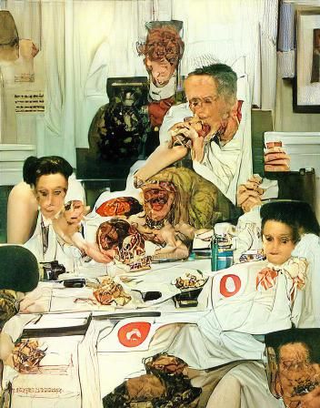 Monstrous Family Dinner in Rockwell Style