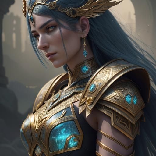 Woman Warrior in Ancient Armor: Fantasy Concept Art