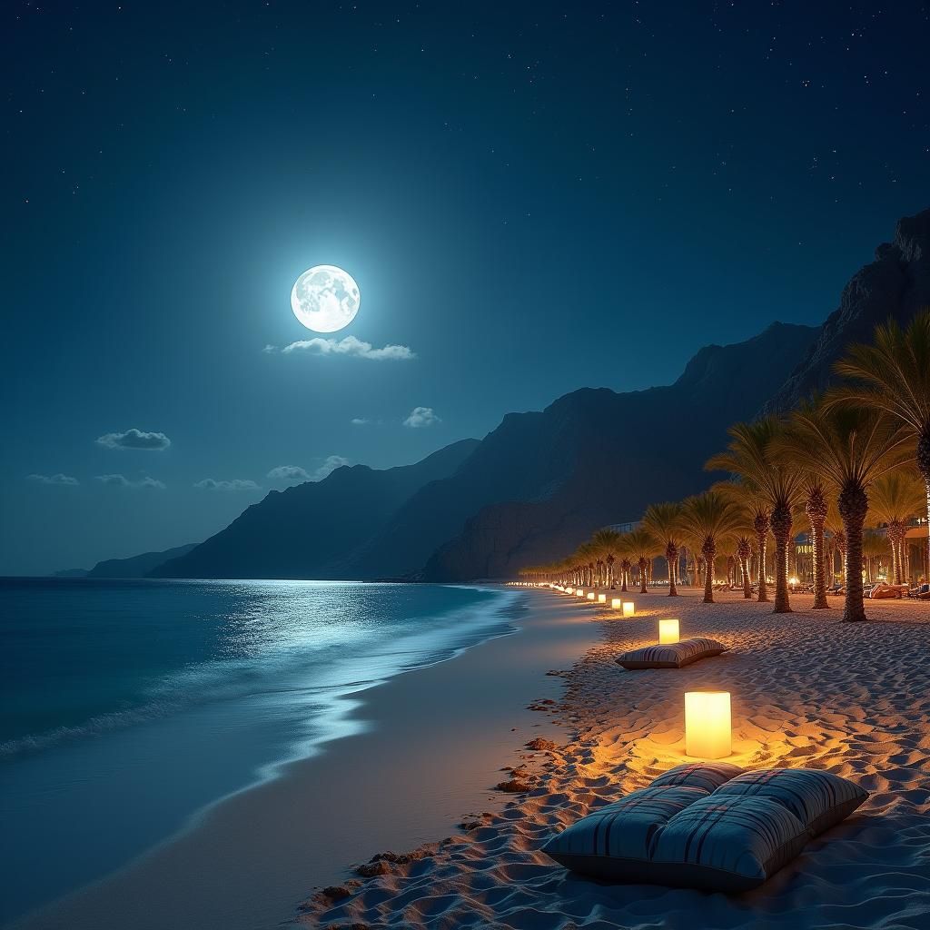 Moonlit Tranquility on an Omani Beach