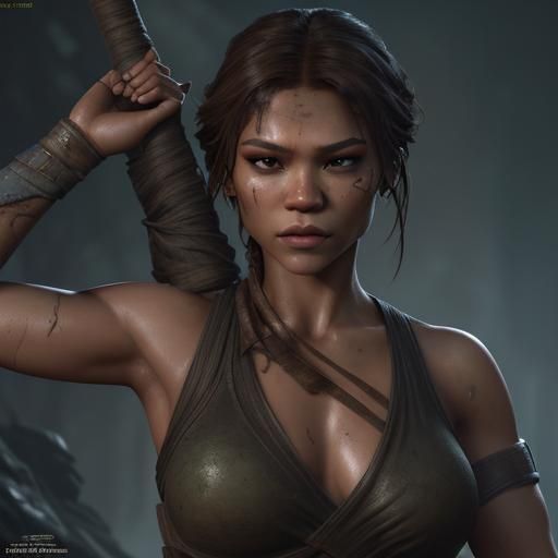 Zendaya as Tomb Raider: Detailed Matte Painting