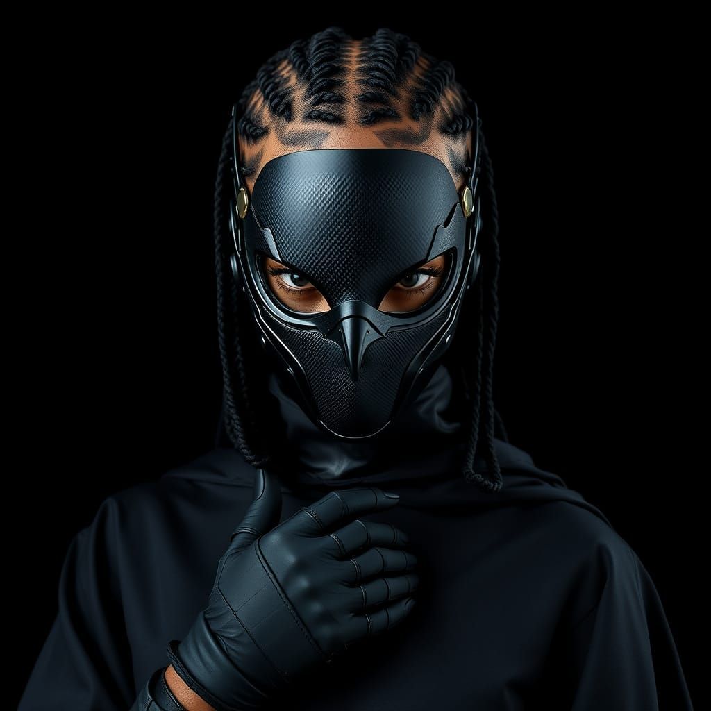 Futuristic Woman in Carbon Fiber Mask, Giger Style