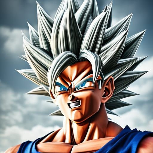 Realistic Son Goku Super Saiyan IV Portrait in CGI Style