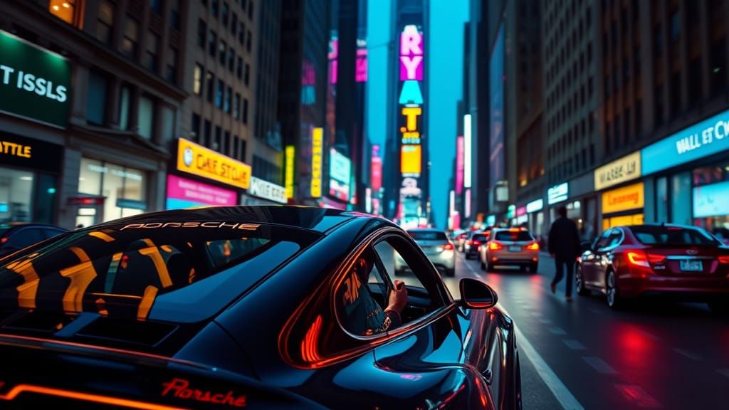 Porsche Wrapped in Blue Jacket on Wall Street