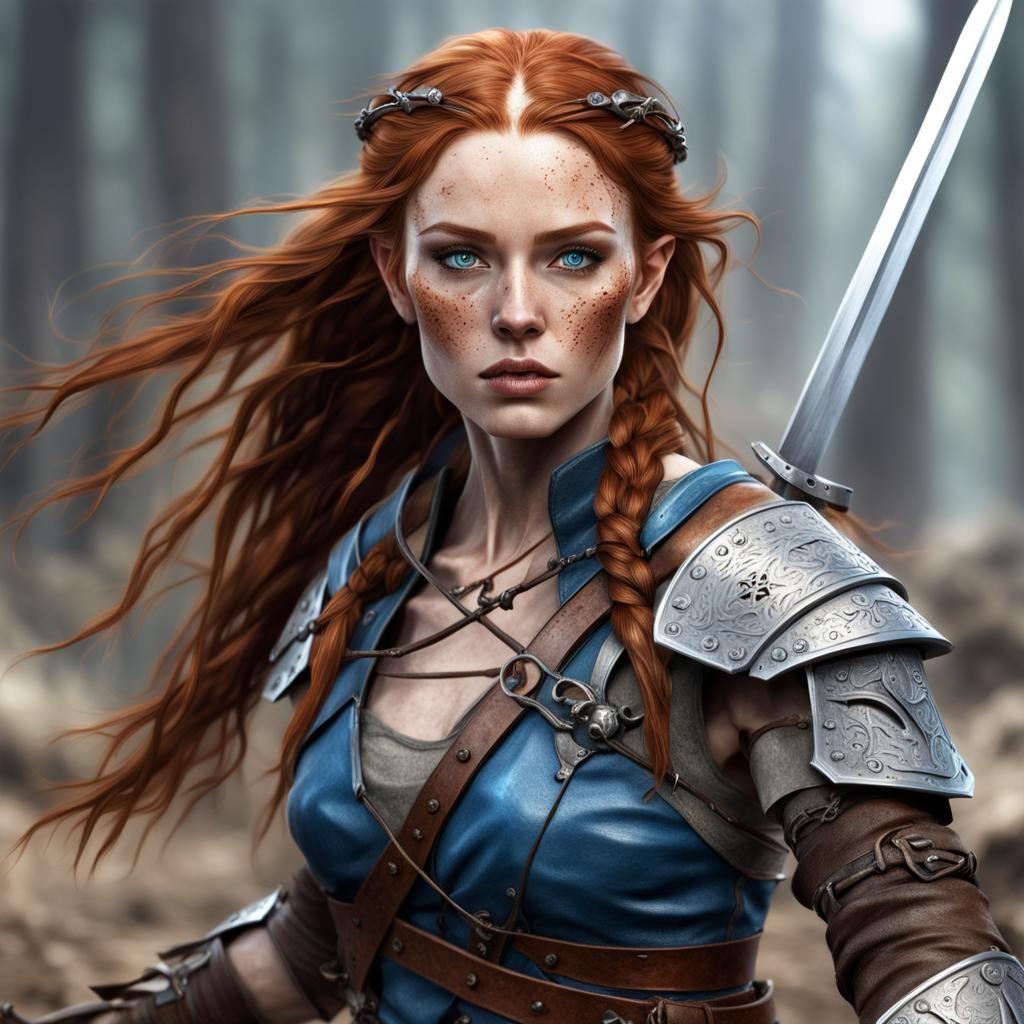 Hyperrealistic Fae Warrior with Swords
