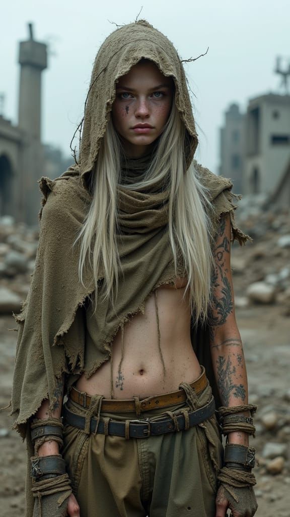 Wasteland Huntress Portrait in Photorealistic Style