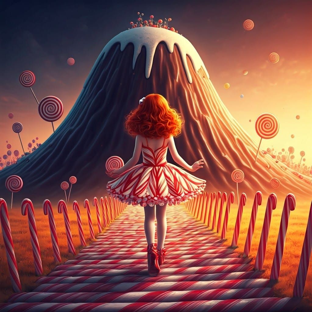Candy Girl on Laffy Taffy Path: Hyperrealistic Digital Art