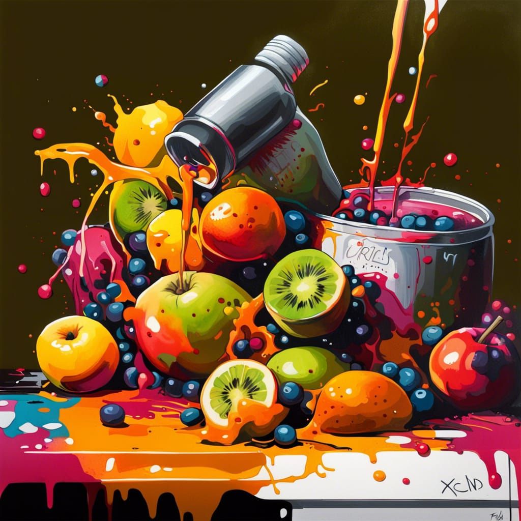 Graffiti Art Fruit Bowl with Splashes