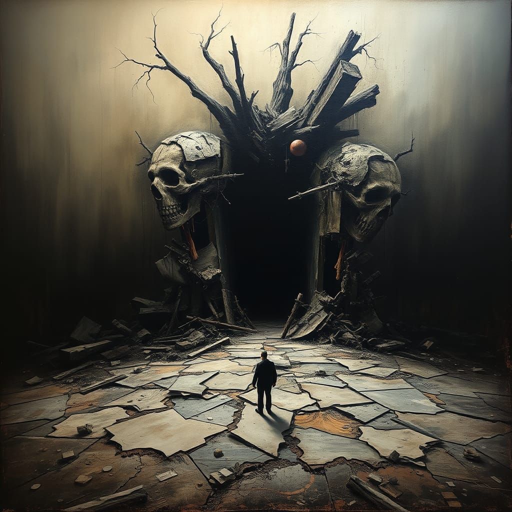 Sorrow and Destruction: Surreal Oil Painting