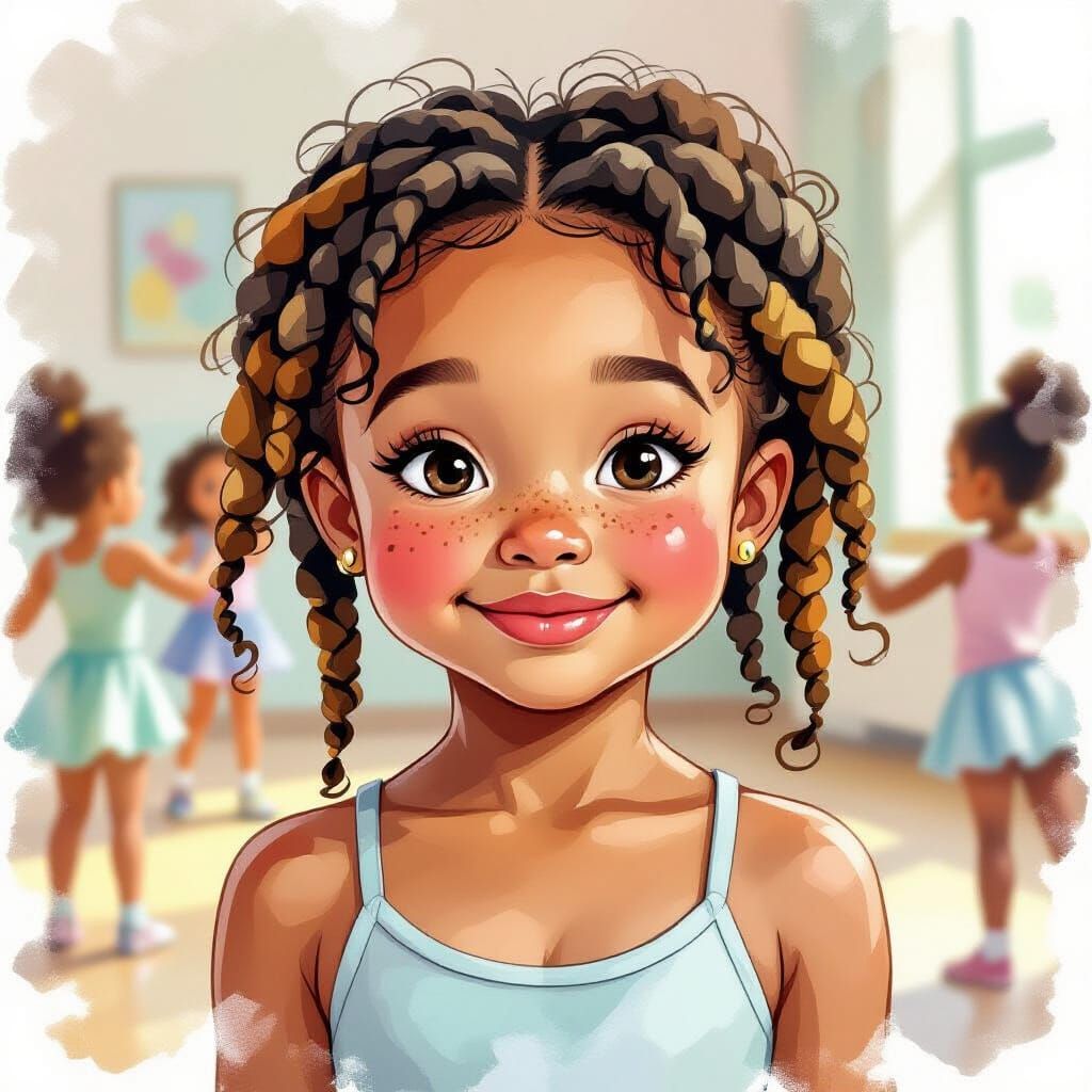 Jazz Dance Class: Watercolor Portrait of a Girl