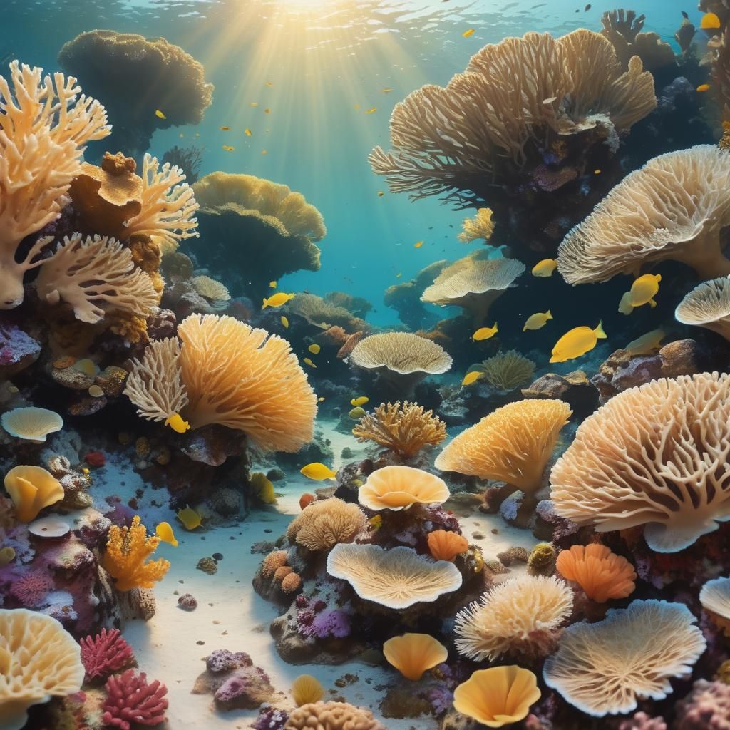 Sea Mice Discover Coral Reef: Impressionist Landscape