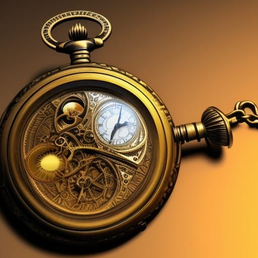 Intricate Steampunk Pocket Watch in Detailed Matte Painting