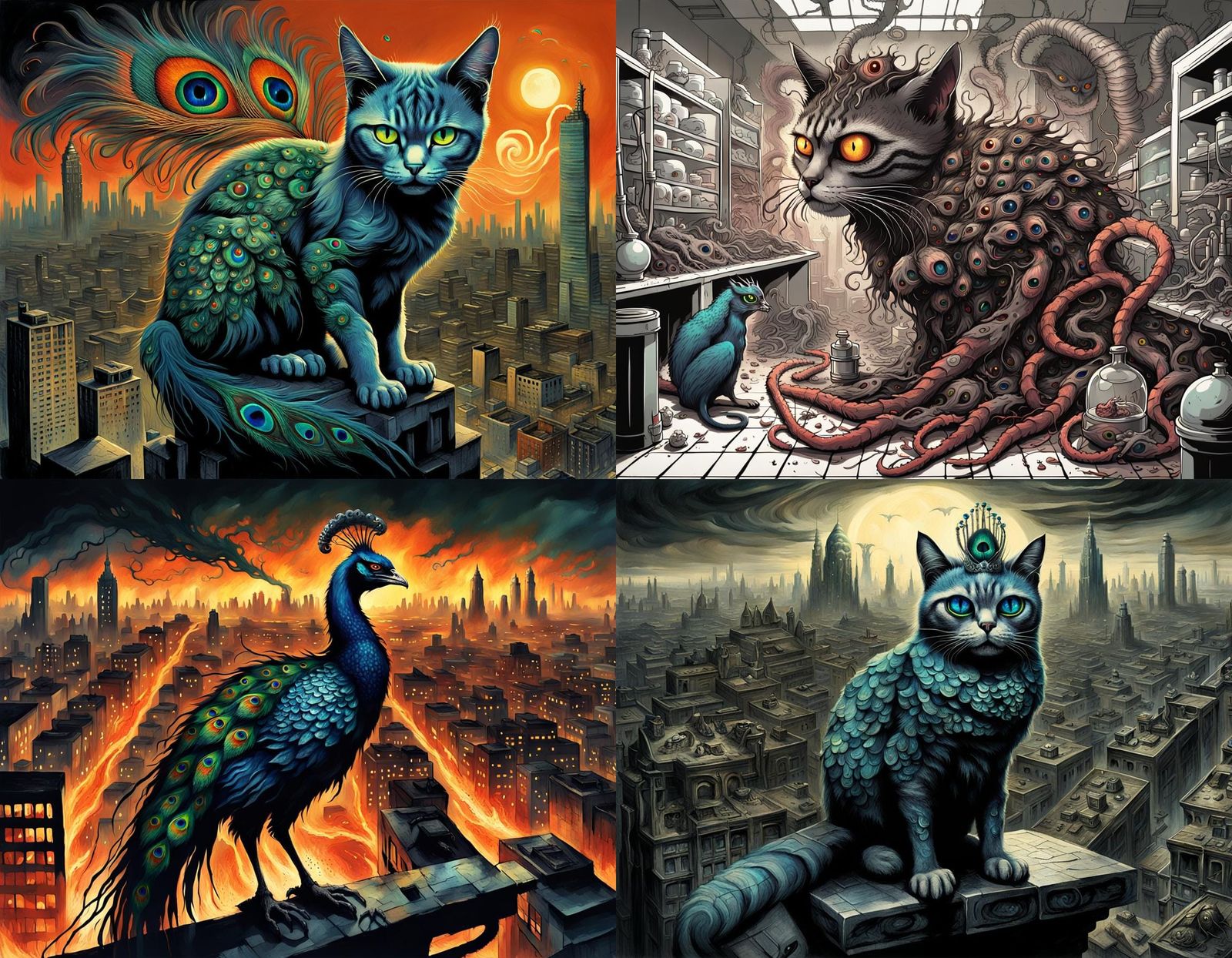 Bizarre Cat Peacock Horror: 1970s Movie Poster