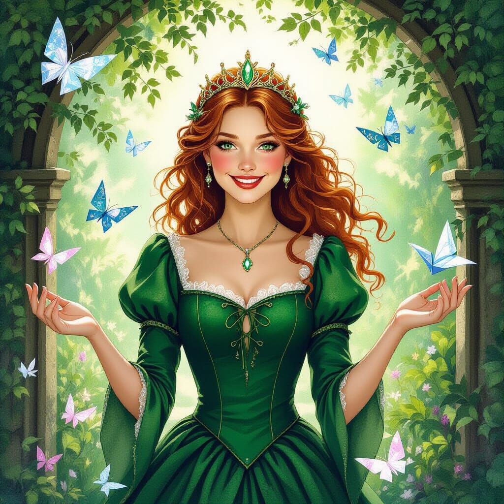 Enchanting Medieval Princess in Hidden Crystal Garden