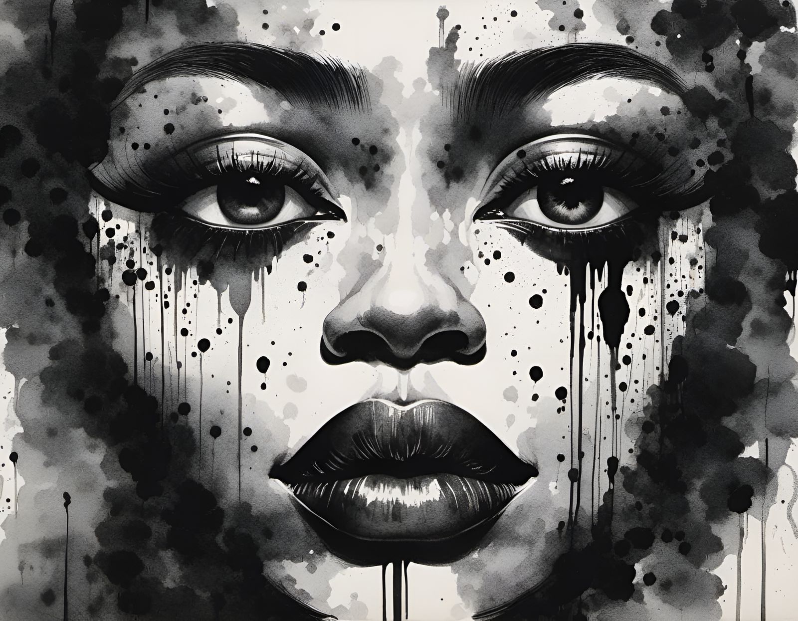 Surreal Black and White Portrait with Merged Perspectives