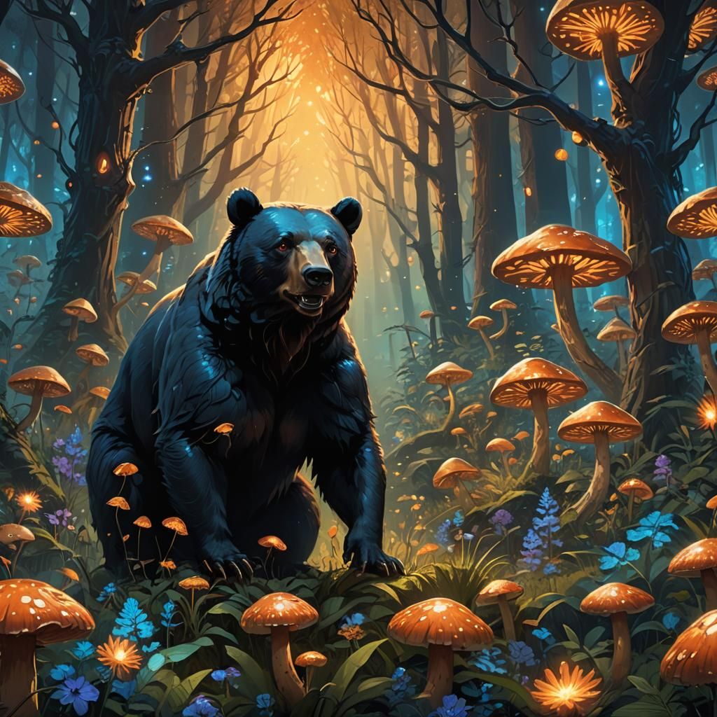 Mythic Arachnoid Black Bear in Cinematic Concept Art