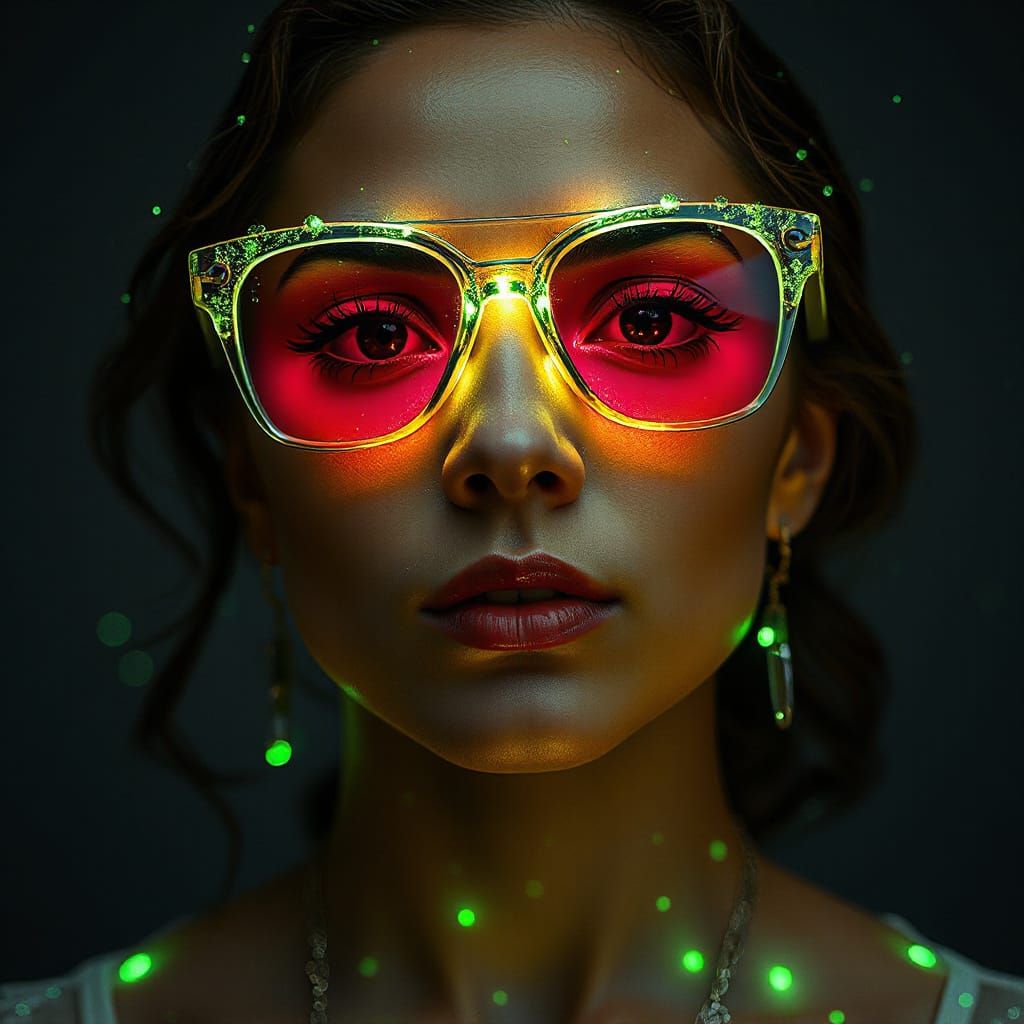 Girl in Glowing Oya-Lace Sunglasses Portrait