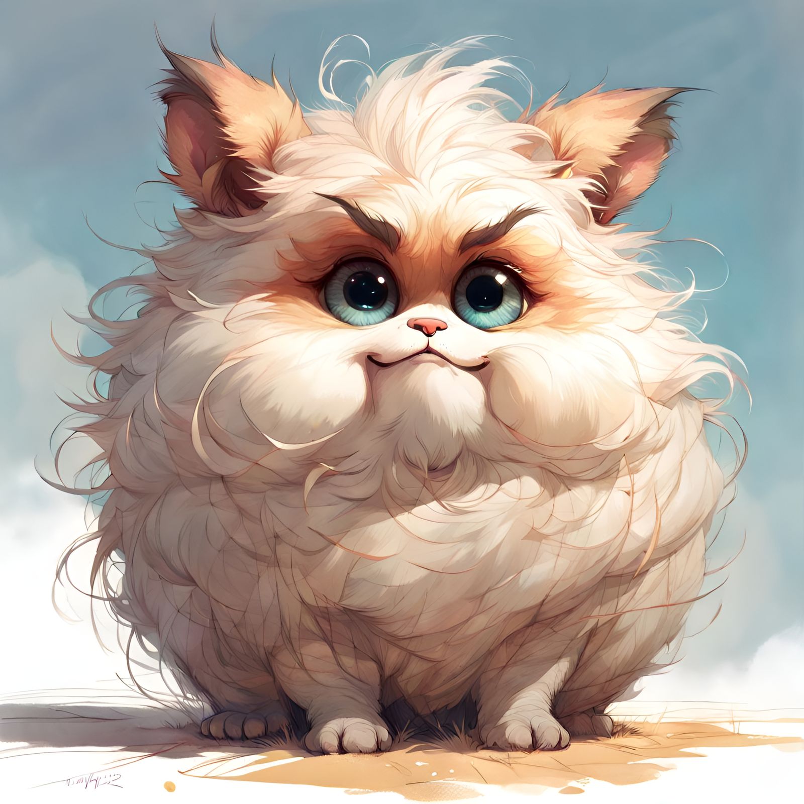 Adorable Fluffy Animal Portrait with Giant Eyes